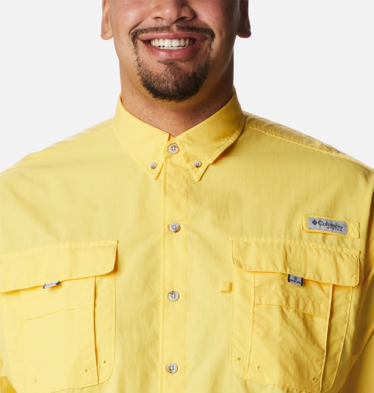 Men's Columbia PFG Bahama II Short Sleeve Shirts Yellow | Plus Size CA-Z805A